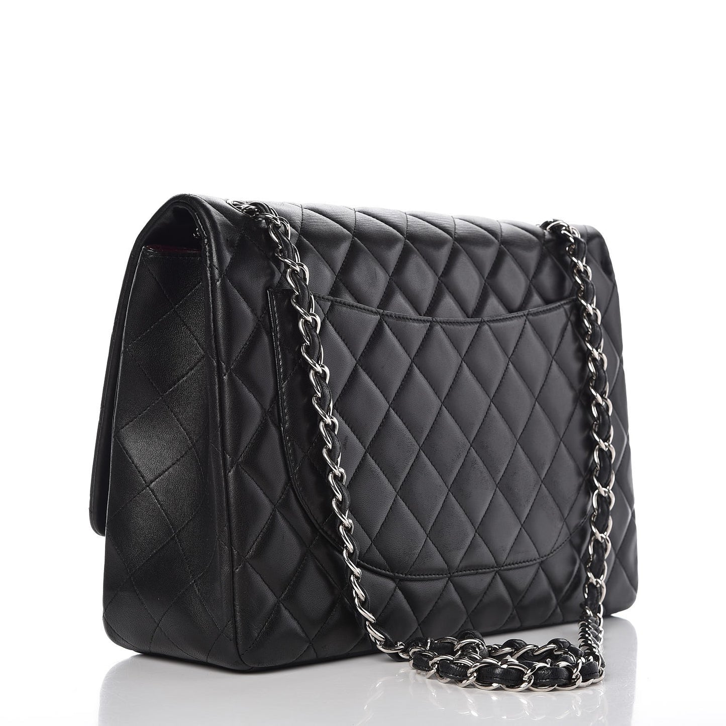 Lambskin Quilted Maxi Single Flap Black