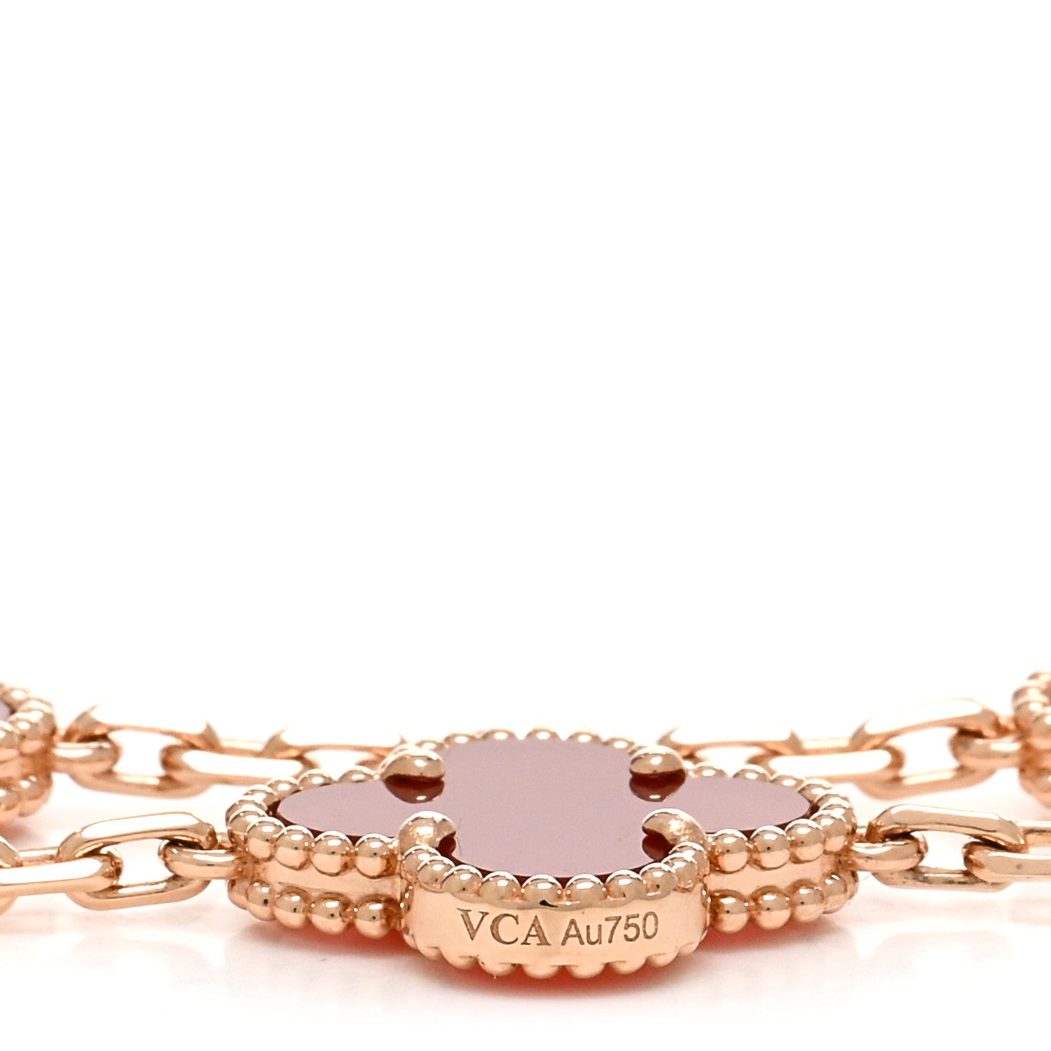 Van Cleef & Arpels 18K Rose Gold Carnelian 5 Motifs Guilloche Vintage Alhambra Bracelet 3 of 5