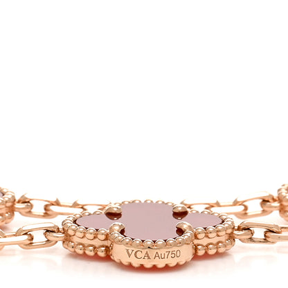 Van Cleef & Arpels 18K Rose Gold Carnelian 5 Motifs Guilloche Vintage Alhambra Bracelet 3 of 5