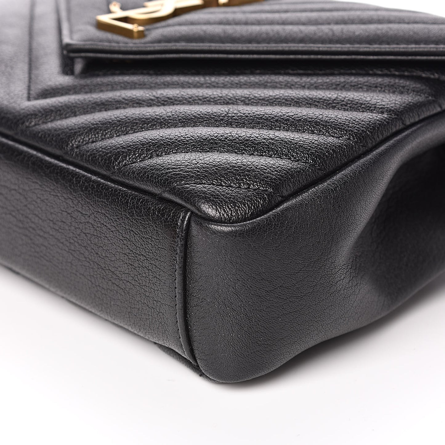 Sheepskin Matelasse Chevron Monogram Medium College Bag Black