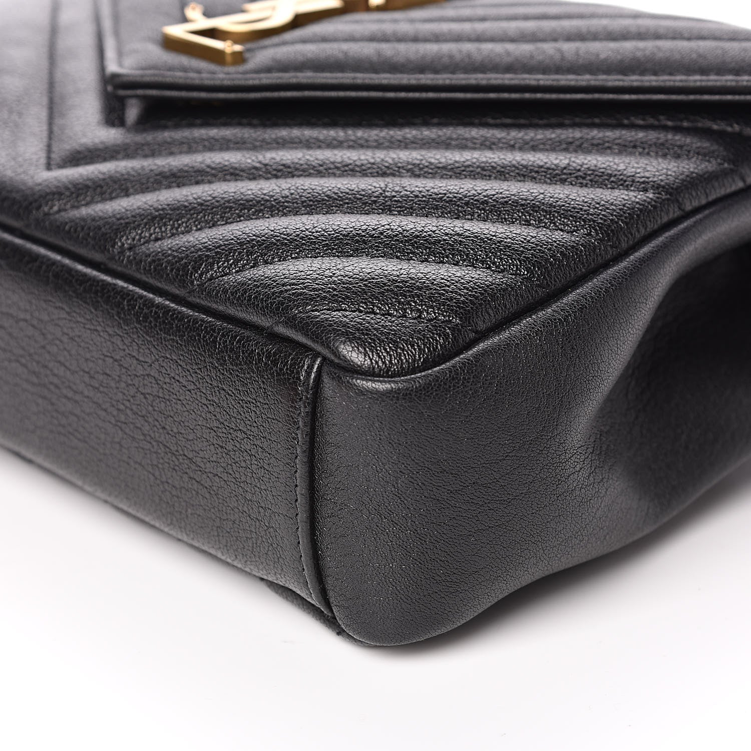 Saint Laurent Sheepskin Matelasse Chevron Monogram Medium College Bag Black 9 of 10