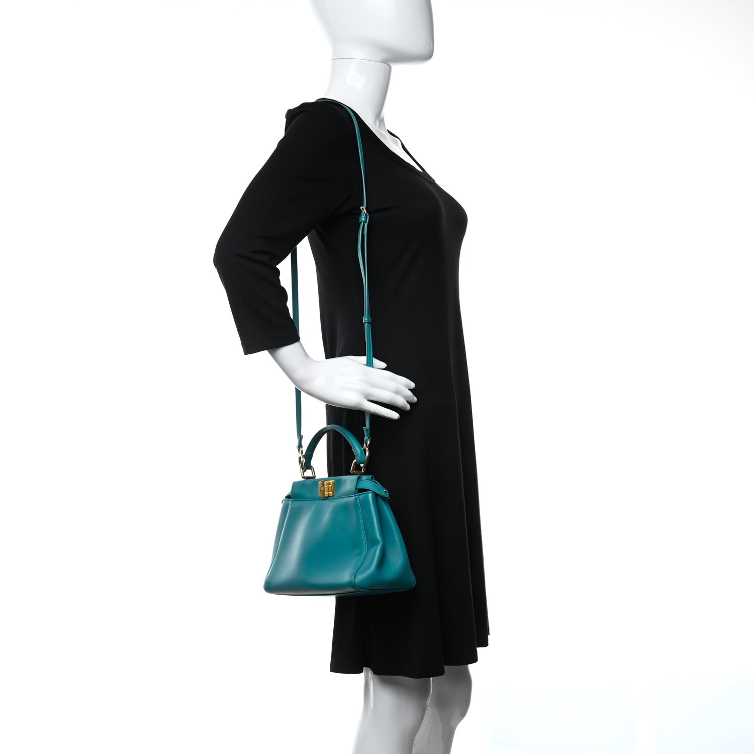 Fendi Nappa Mini Peekaboo Iconic Satchel Lago 2 of 9