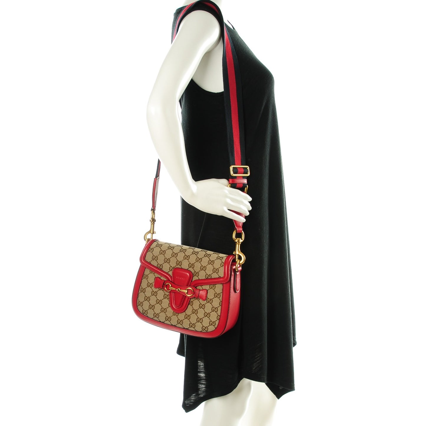 Monogram Ruinart Calfskin Medium Lady Web Shoulder Bag Beige Ebony Hibiscus Red