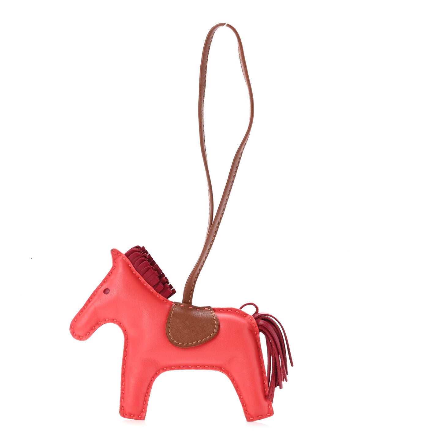 Milo Lambskin Grigri Rodeo Horse Bag Charm GM Rose Jaipur Fauve Rubis