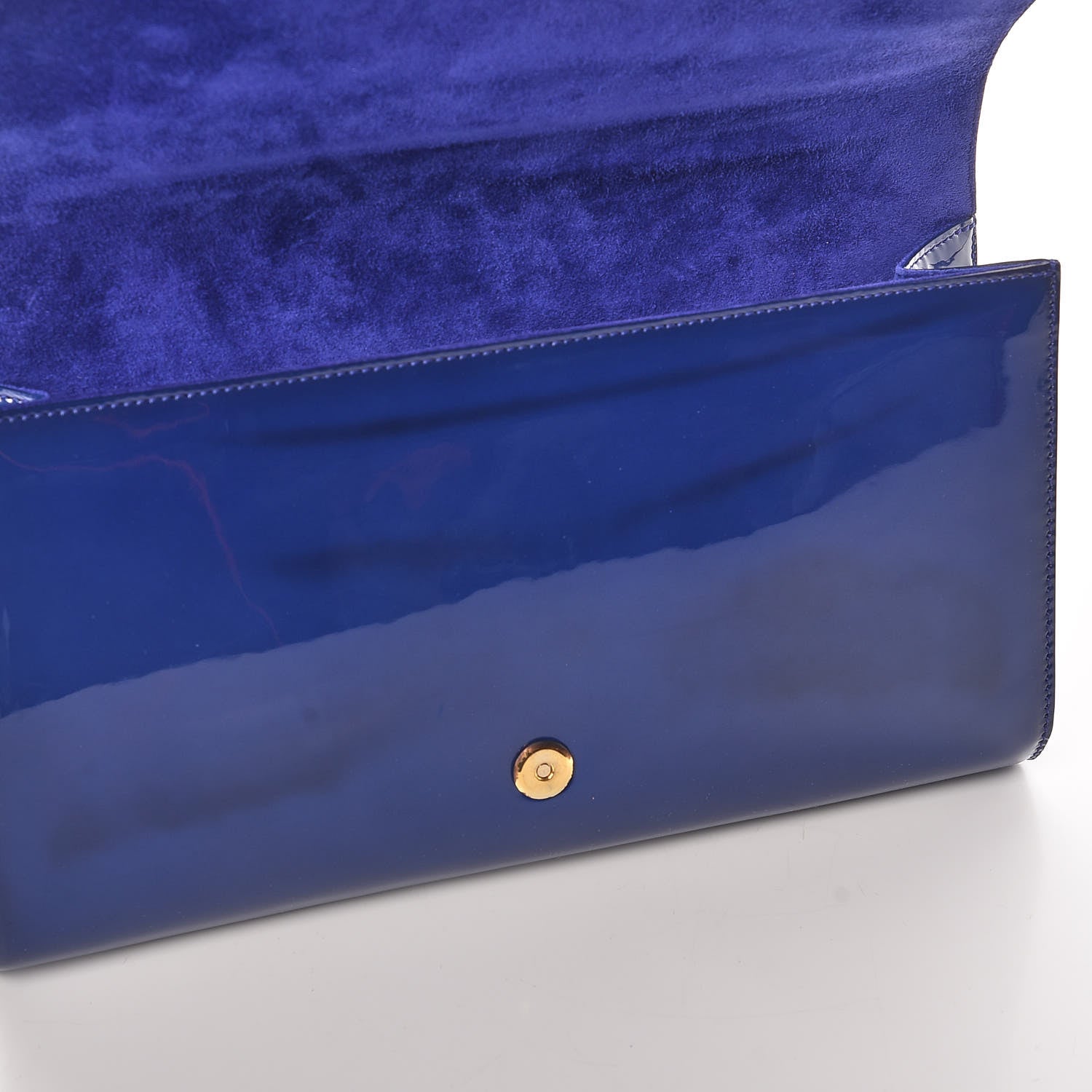 Saint Laurent Patent Calfskin Monogram Large Belle De Jour Clutch Royal Blue 10 of 10