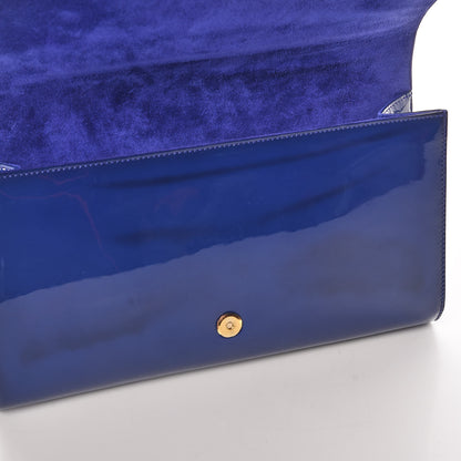 Saint Laurent Patent Calfskin Monogram Large Belle De Jour Clutch Royal Blue 10 of 10