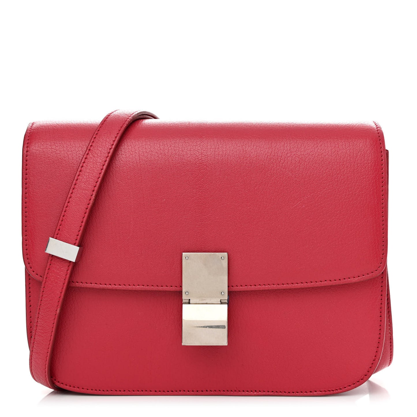 Goatskin Medium Classic Box Flap Bag Dark Pink