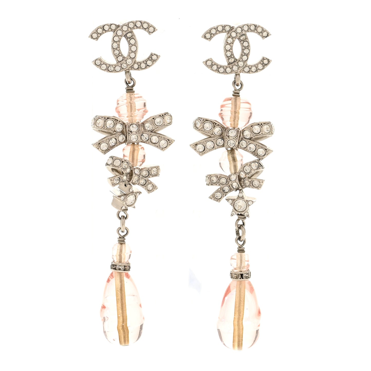 Metal Glass Crystal Strass CC Drop Earrings