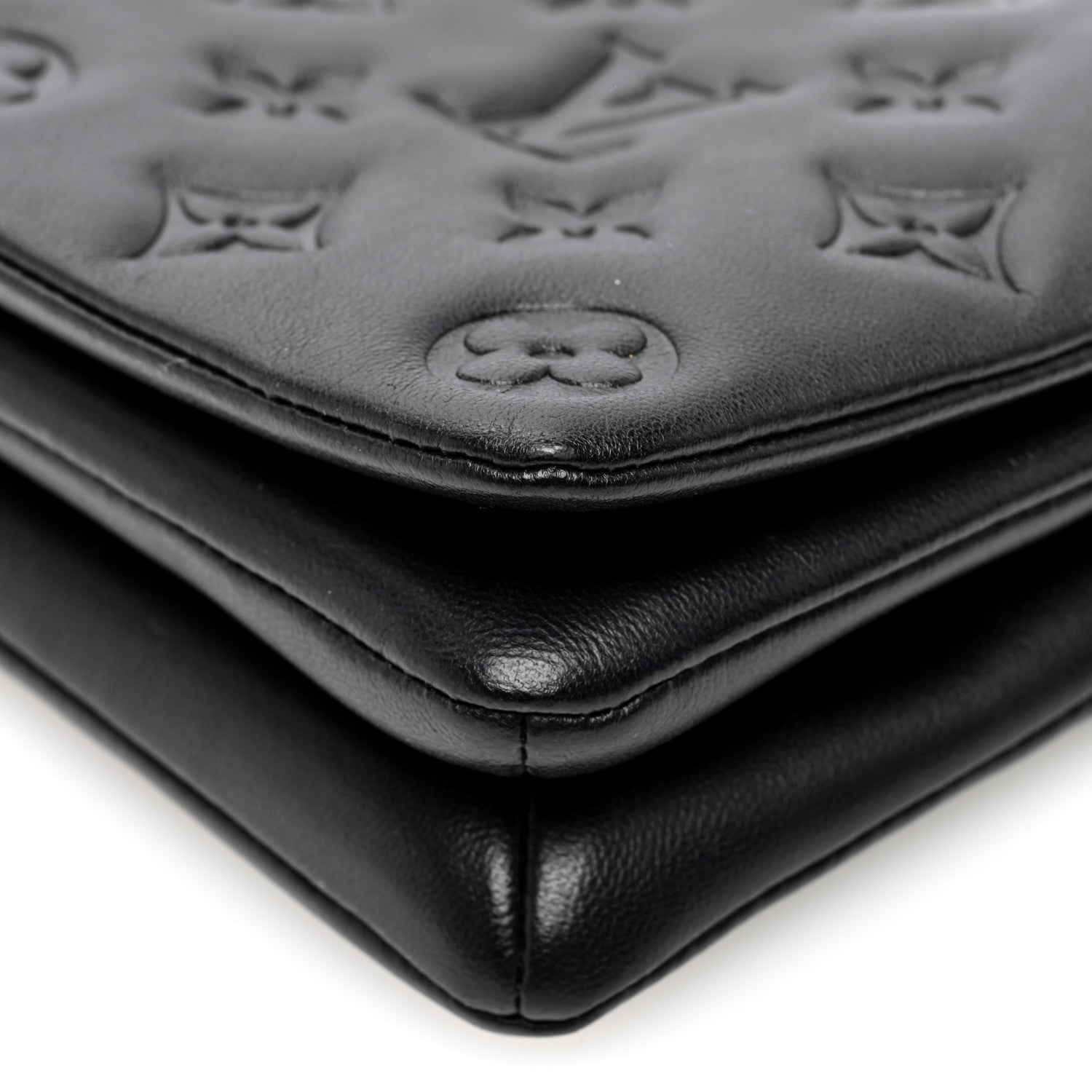 Louis Vuitton Lambskin Embossed Monogram Pochette Coussin Black 9 of 10