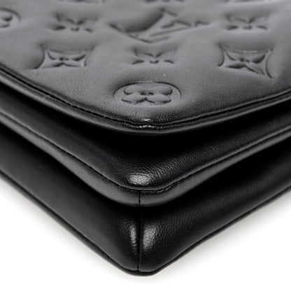 Louis Vuitton Lambskin Embossed Monogram Pochette Coussin Black 9 of 10