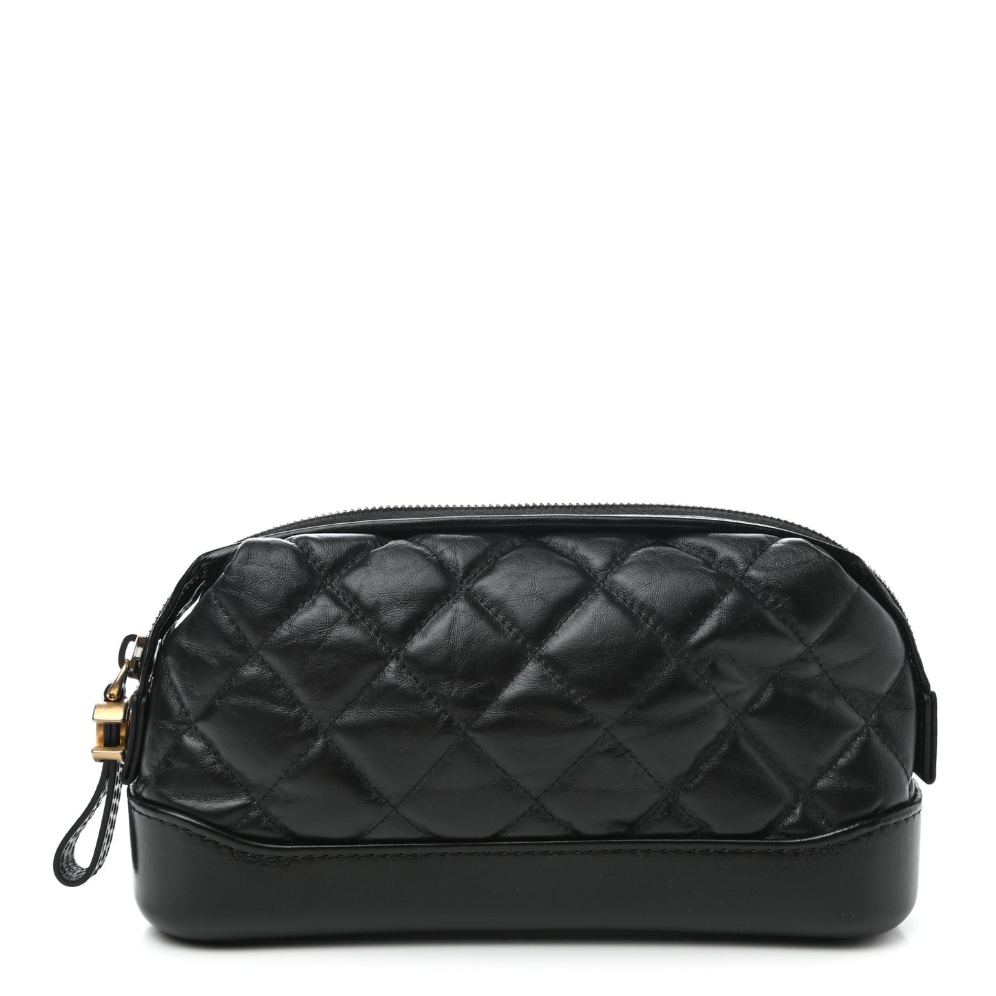 Aged Calfskin Quilted Gabrielle Cosmetic Case Black