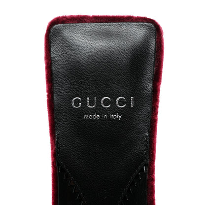 Gucci New Velvet Ashmir Regent Calfskin GG Monogram Square Toe Bow 45mm Slide Sandals 39 Red Grape 6 of 9