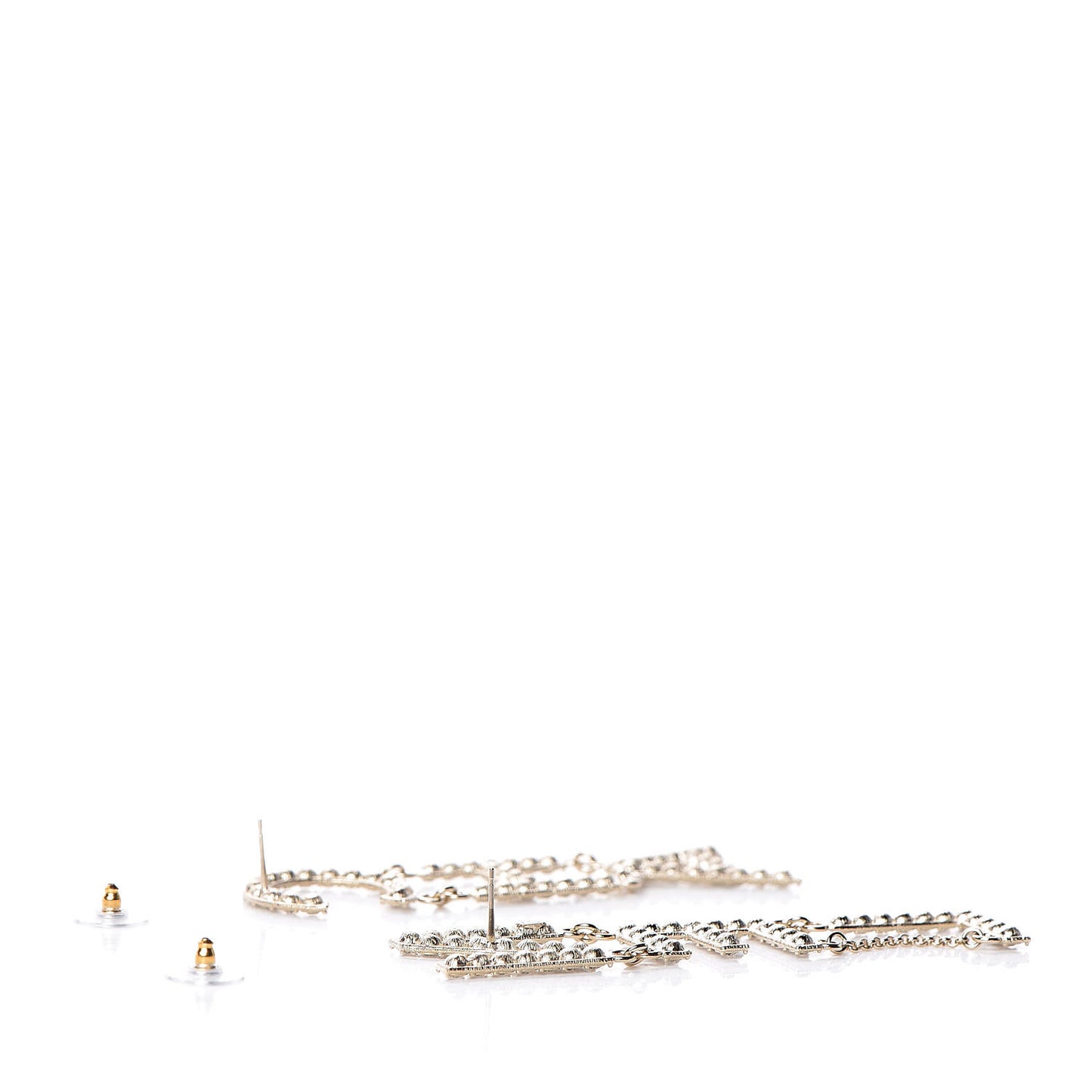 Crystal Cha-Nel Logo Drop Earrings Gold