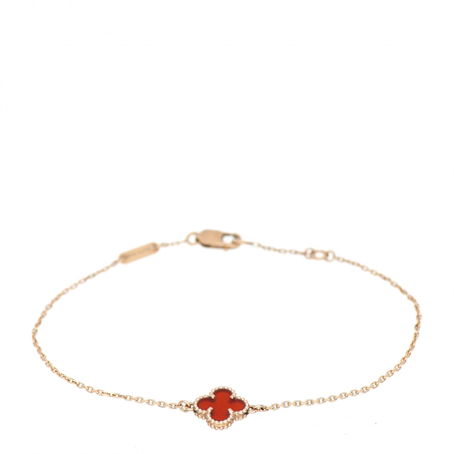 Van Cleef & Arpels 18K Rose Gold Carnelian Sweet Alhambra Bracelet 1 of 4