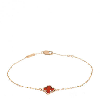 Van Cleef & Arpels 18K Rose Gold Carnelian Sweet Alhambra Bracelet 1 of 4