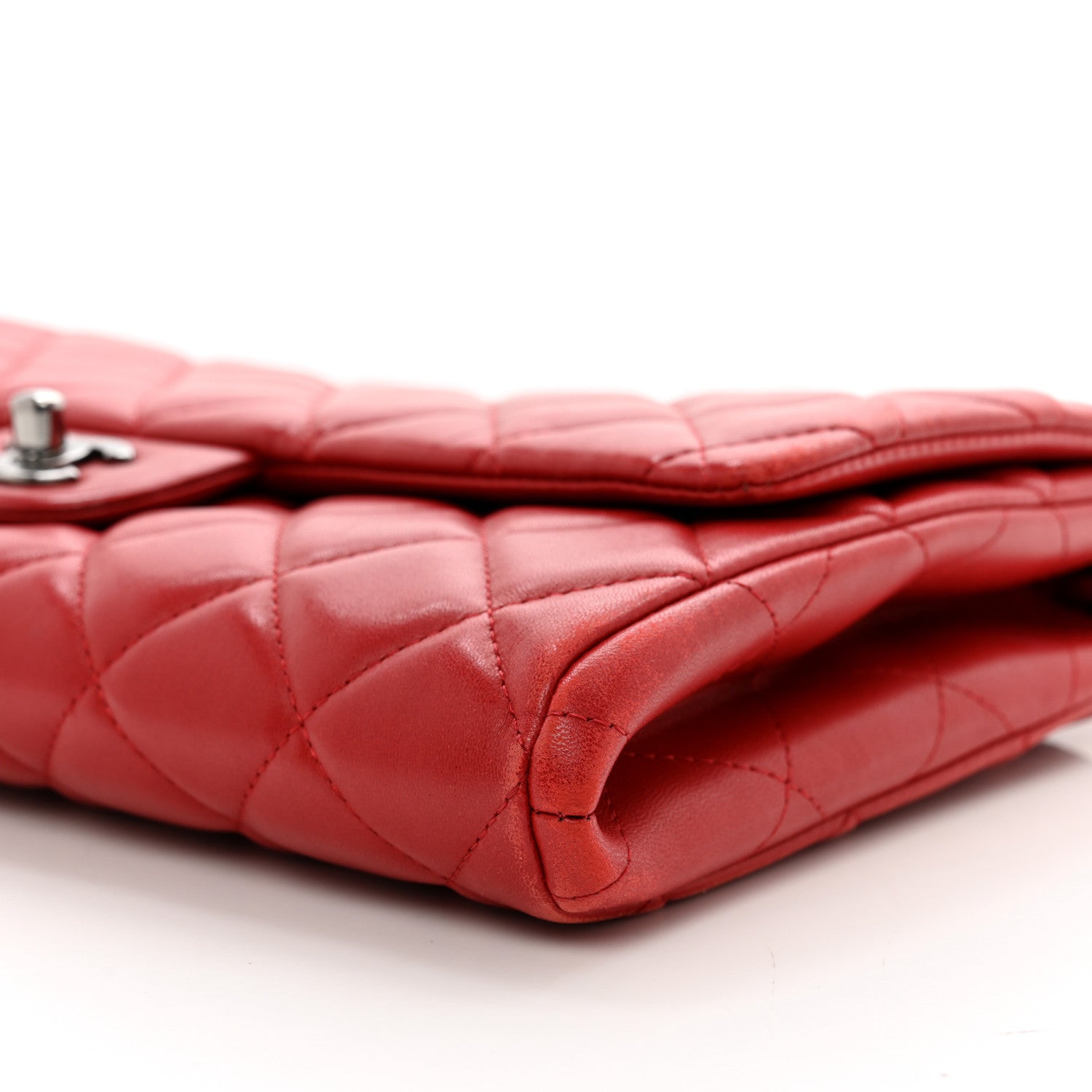 Chanel Lambskin Quilted Clutch with Chain Flap Red 10 of 12