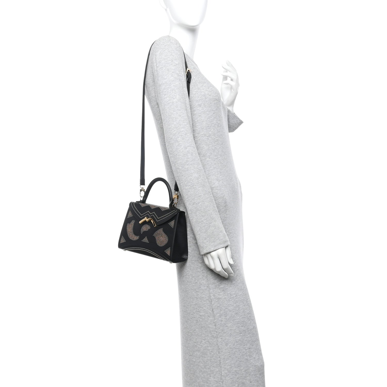 Moynat Carat Calfskin Studded Gabrielle BB Black 2 of 9