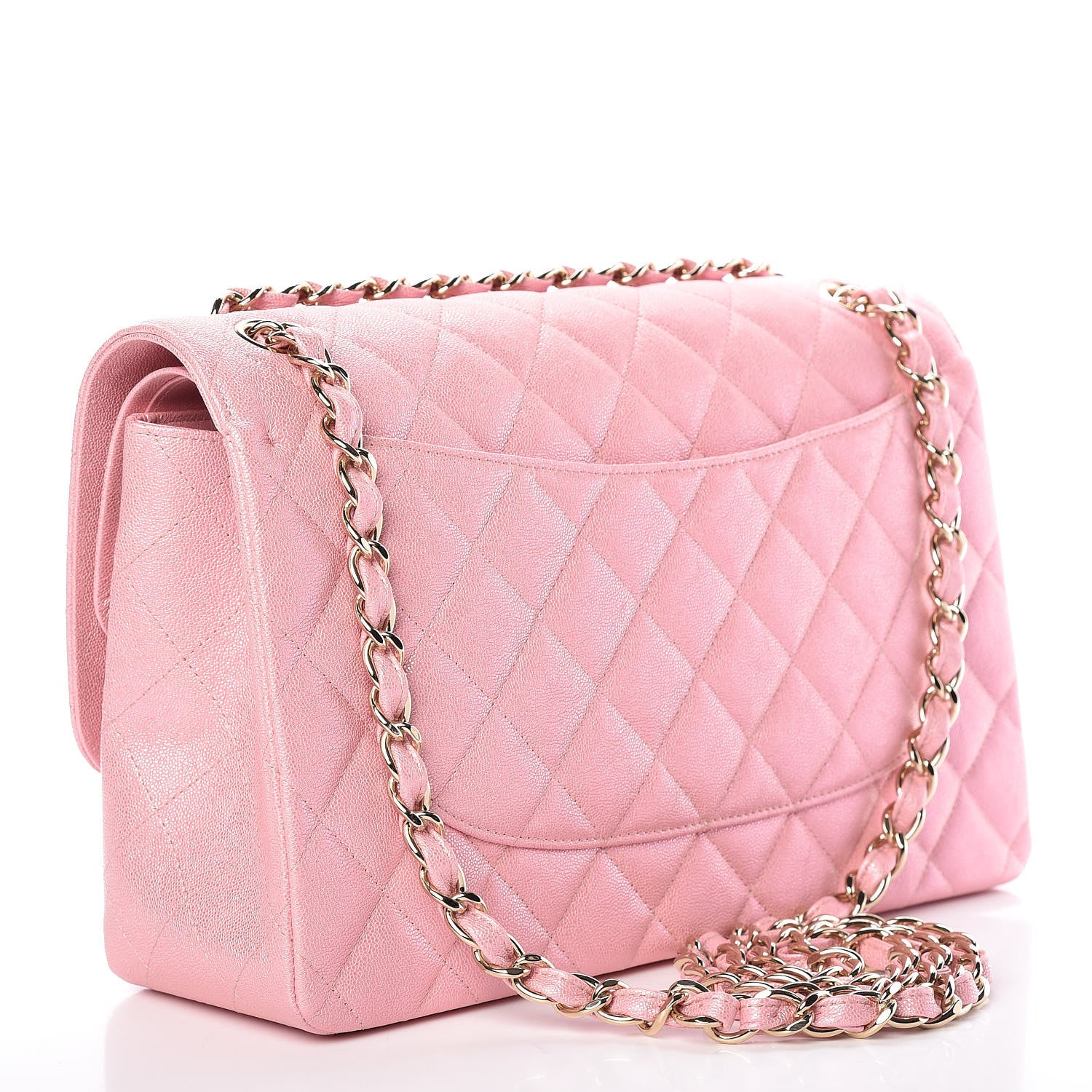 Chanel Iridescent Caviar Quilted Jumbo Double Flap Rose Pink 3 of 10
