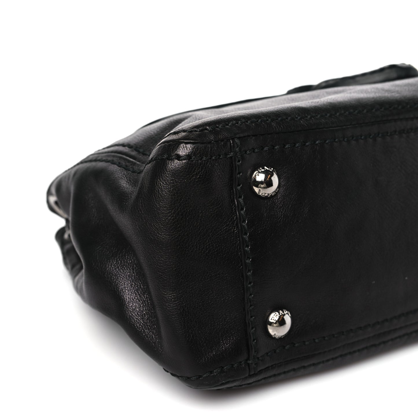 Glace Calf Pushlock Chain Shoulder Bag Black