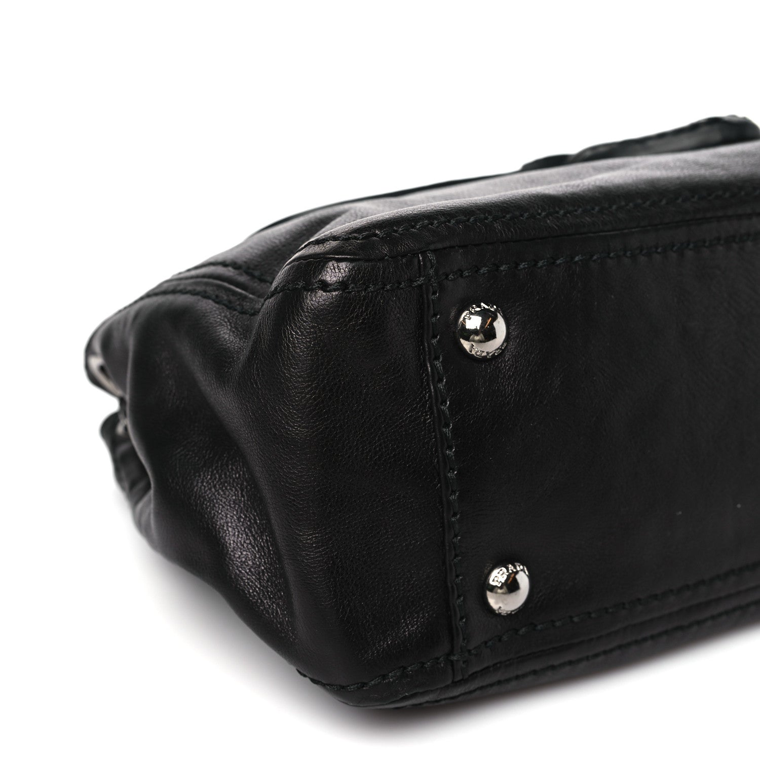 Prada Glace Calf Pushlock Chain Shoulder Bag Black 10 of 12