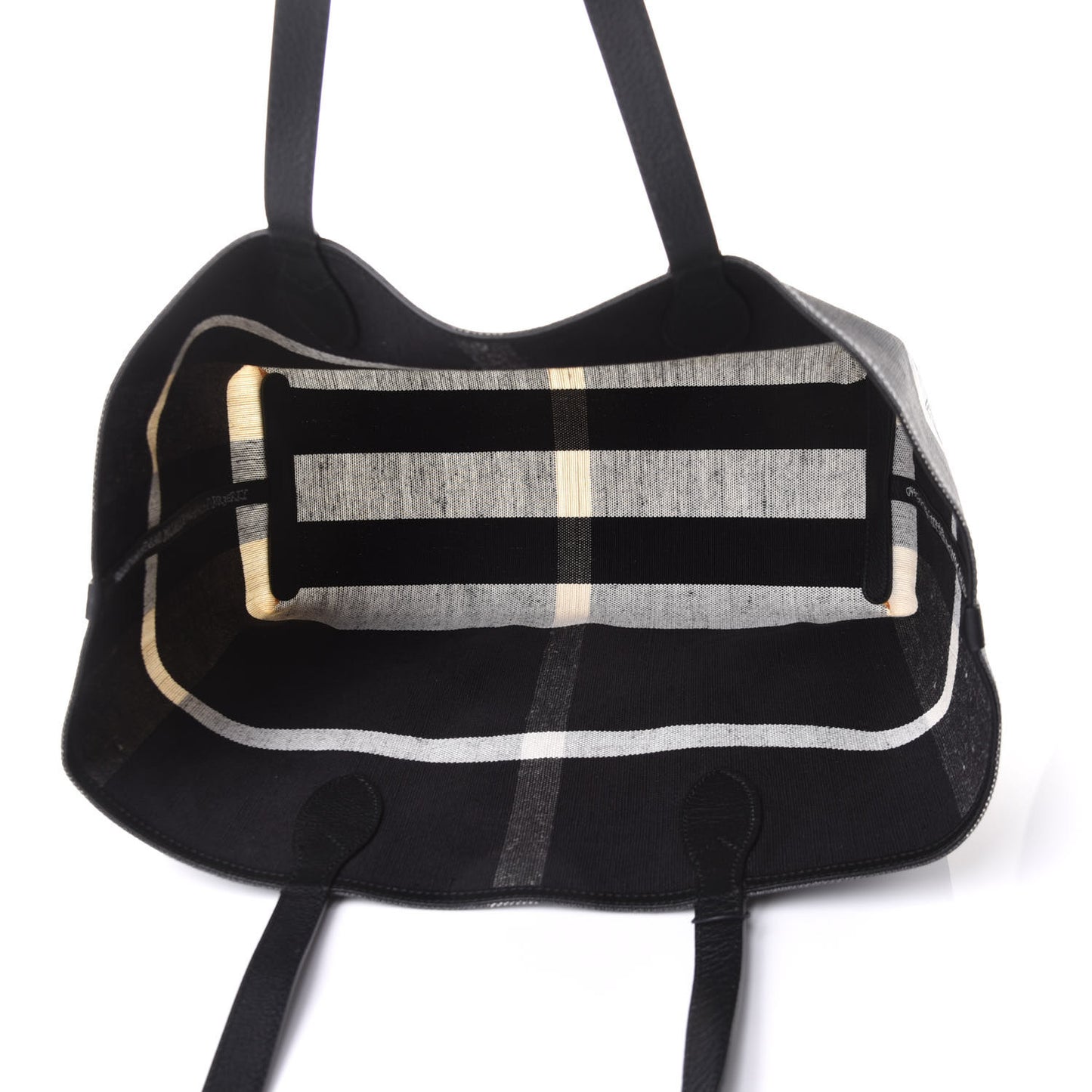 Coated Canvas Mega Check Large Reversible Doodle Tote Black White
