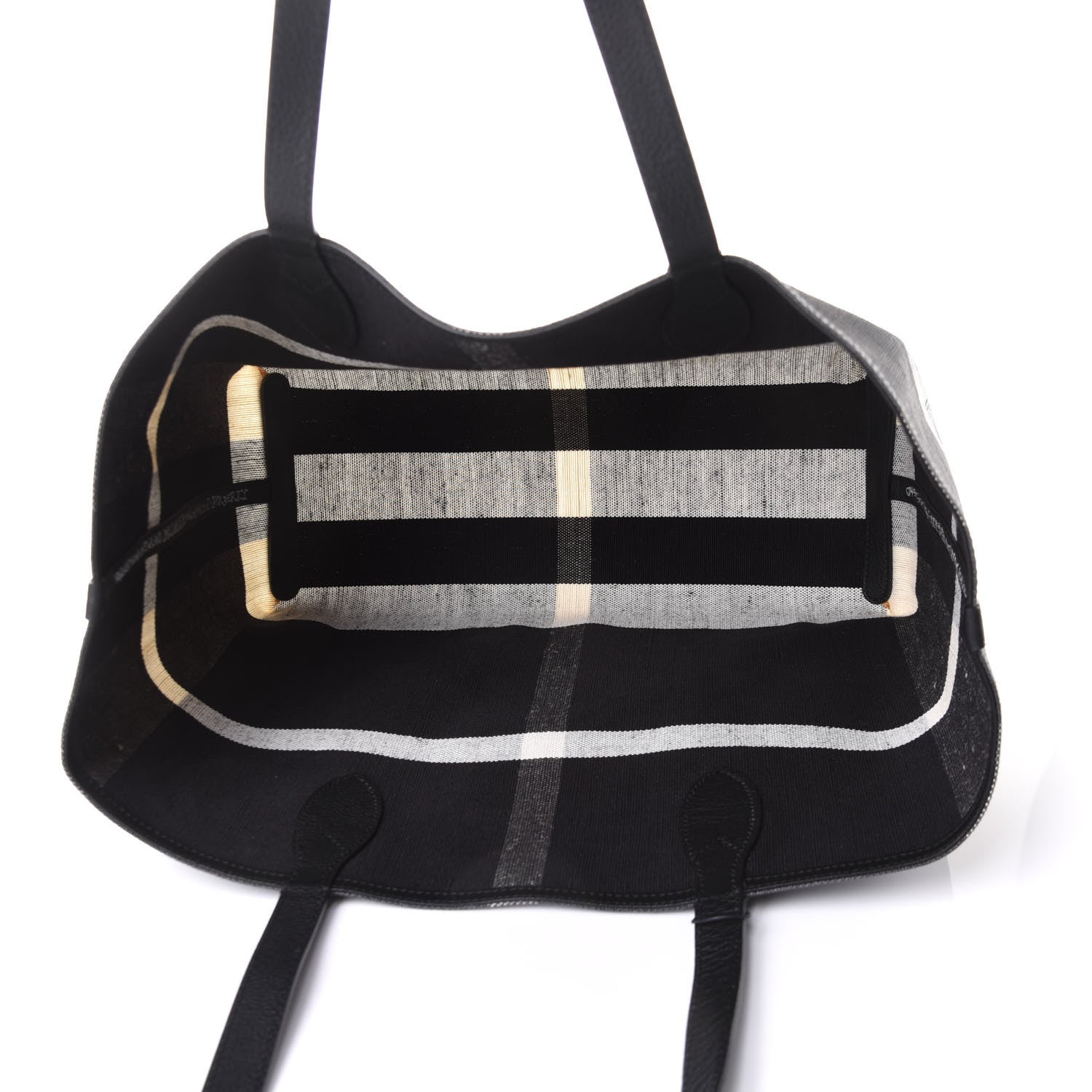 Burberry Coated Canvas Mega Check Large Reversible Doodle Tote Black White 4 of 8