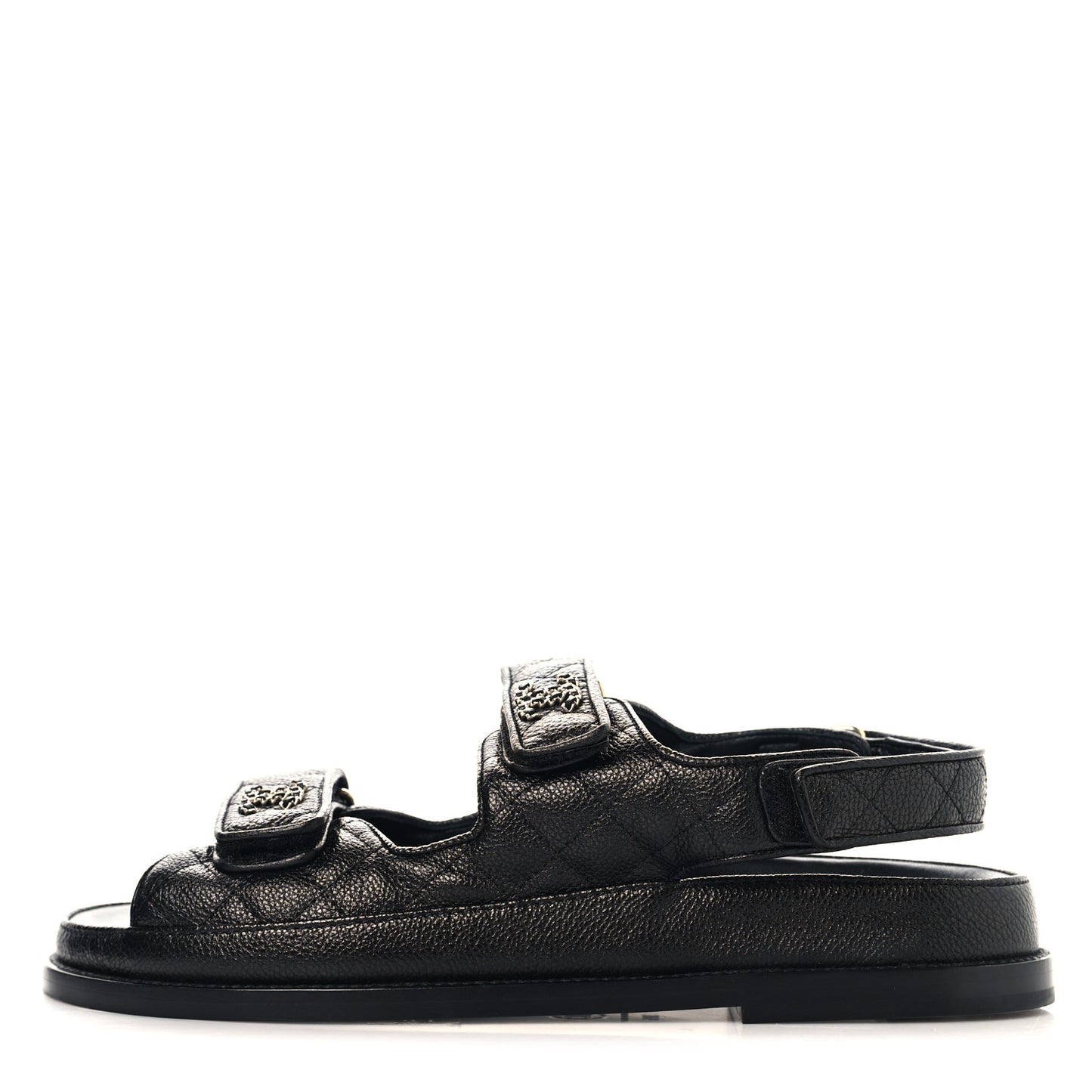 Grained Calfskin Velcro Dad Sandals 39.5 Black
