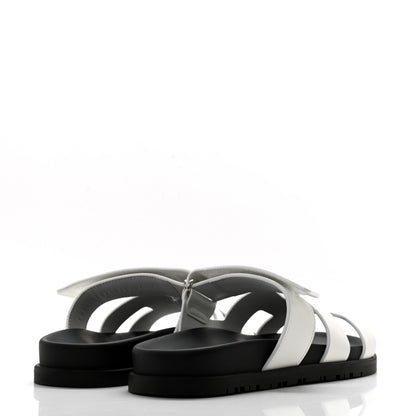 Hermes Calfskin Womens Chypre Sandals 36.5 White 4 of 9