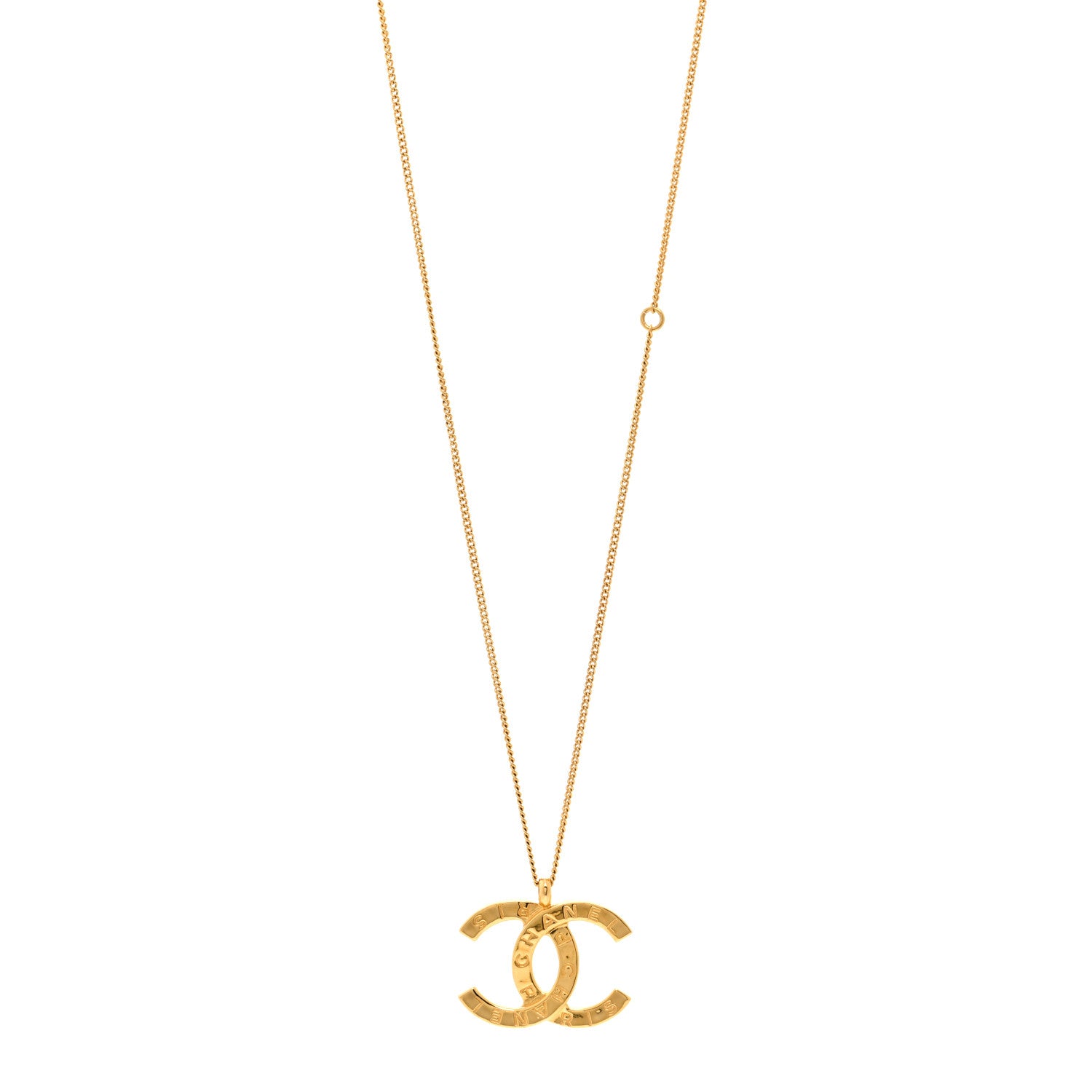 Chanel Metal CC Paris Button Necklace Gold 1 of 4