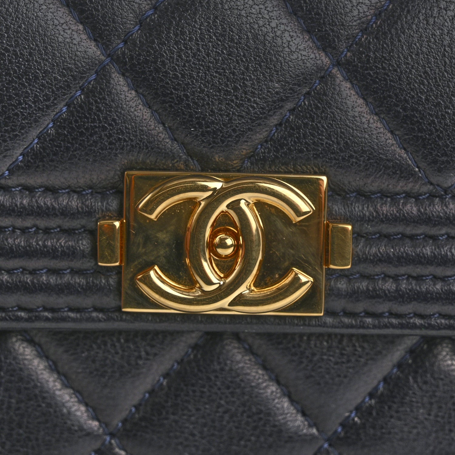 Chanel Lambskin Quilted Boy Flap Card Holder Navy 12 of 12