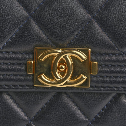Chanel Lambskin Quilted Boy Flap Card Holder Navy 12 of 12