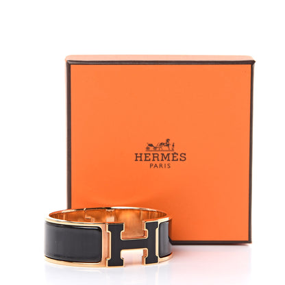 Hermes Enamel Wide Clic Clac H Bracelet GM Black 6 of 6