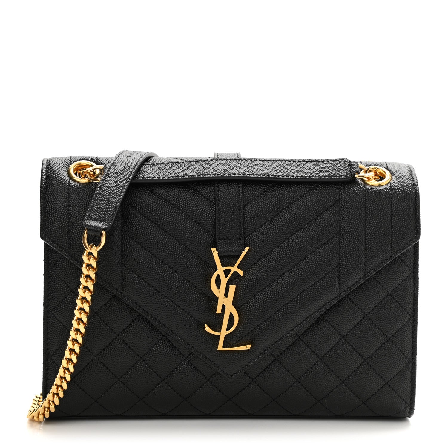 Saint Laurent Grain De Poudre Textured Mixed Matelasse Triquilt Medium Monogram Satchel Black 1 of 11