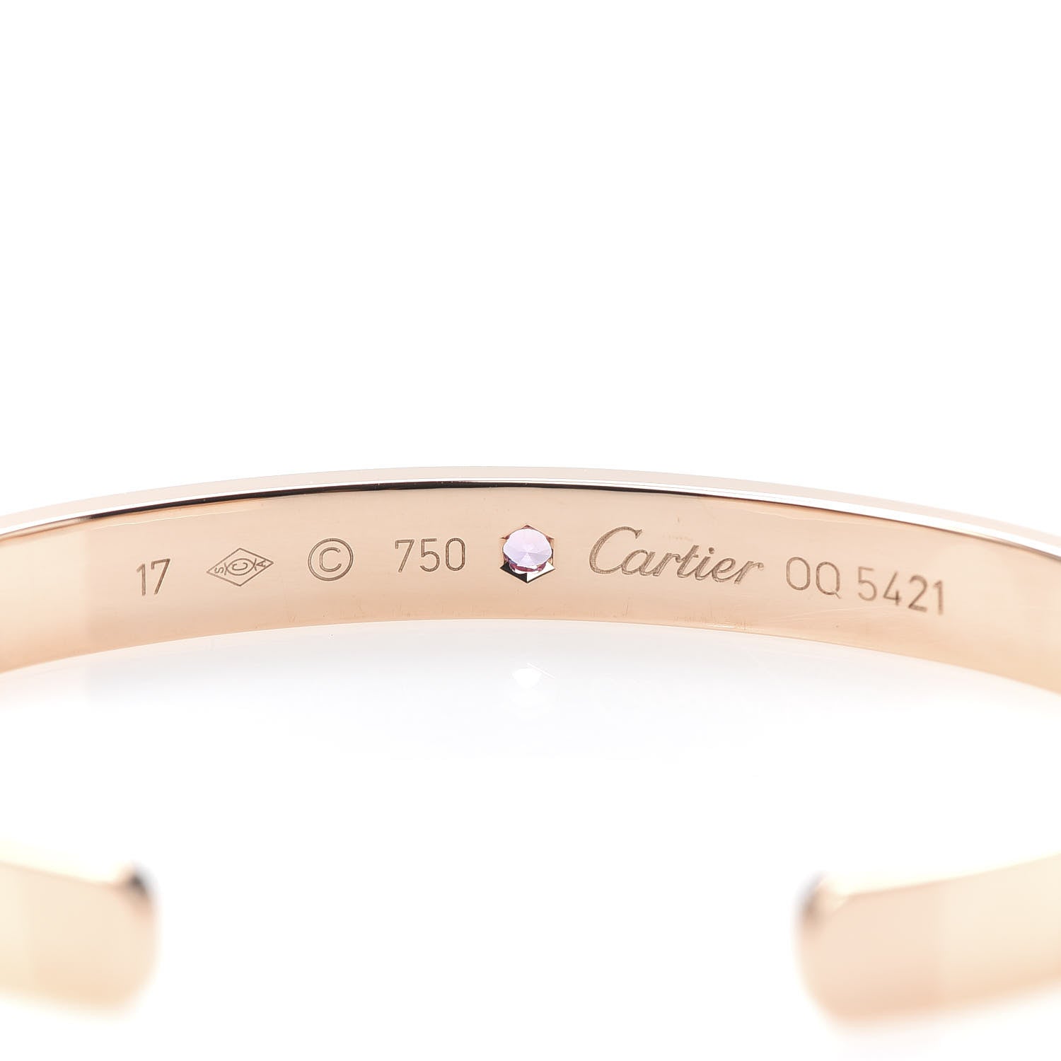 Cartier 18K Pink Gold Pink Sapphire LOVE Cuff Bracelet 17 4 of 5
