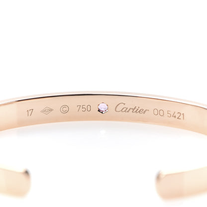 Cartier 18K Pink Gold Pink Sapphire LOVE Cuff Bracelet 17 4 of 5