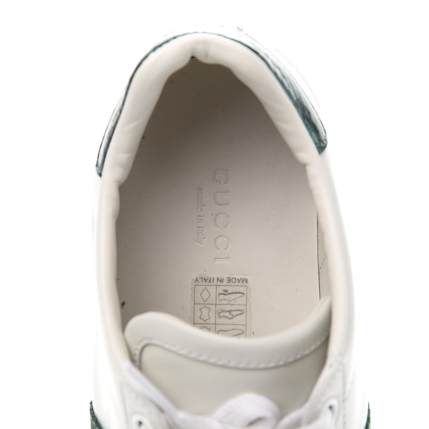 Gucci Calfskin Ayers Bee Embroidered Womens Ace Sneakers 38 White Green 7 of 10