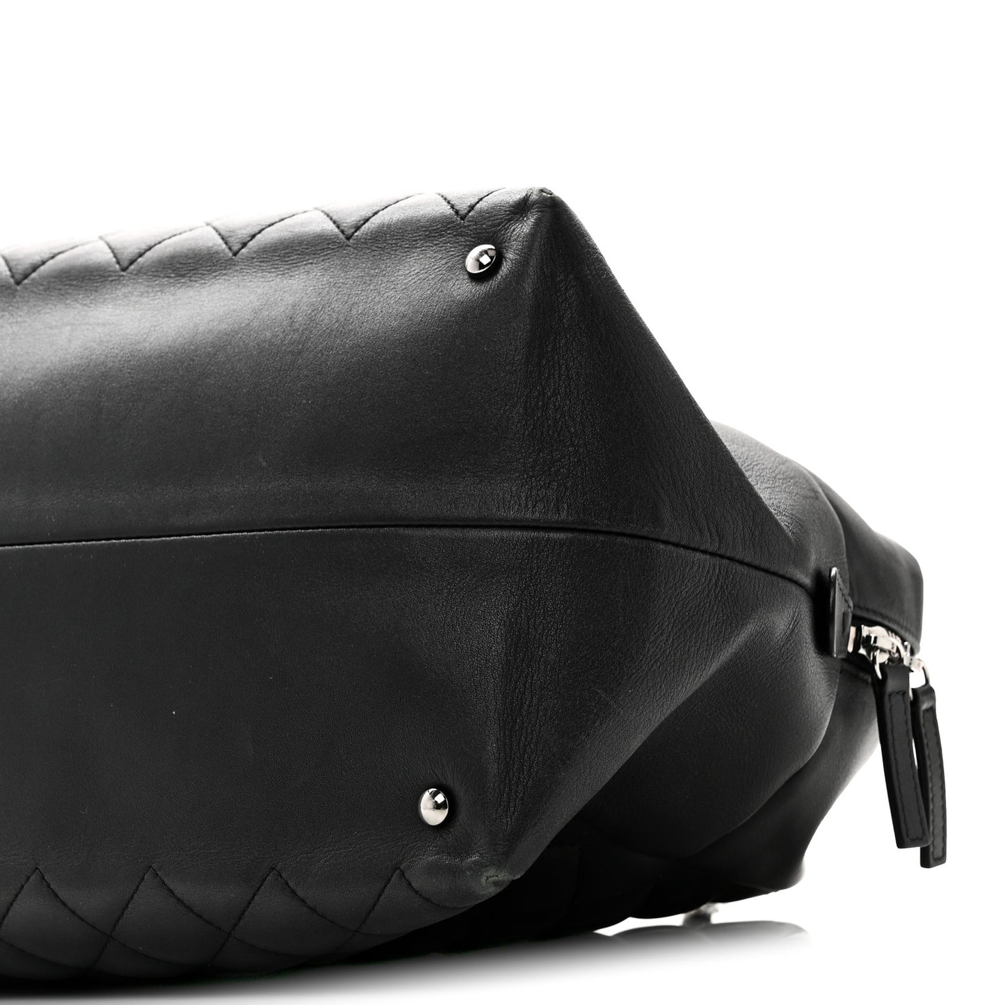 Calfskin Quilted Feather Weight Bowling Bag Black