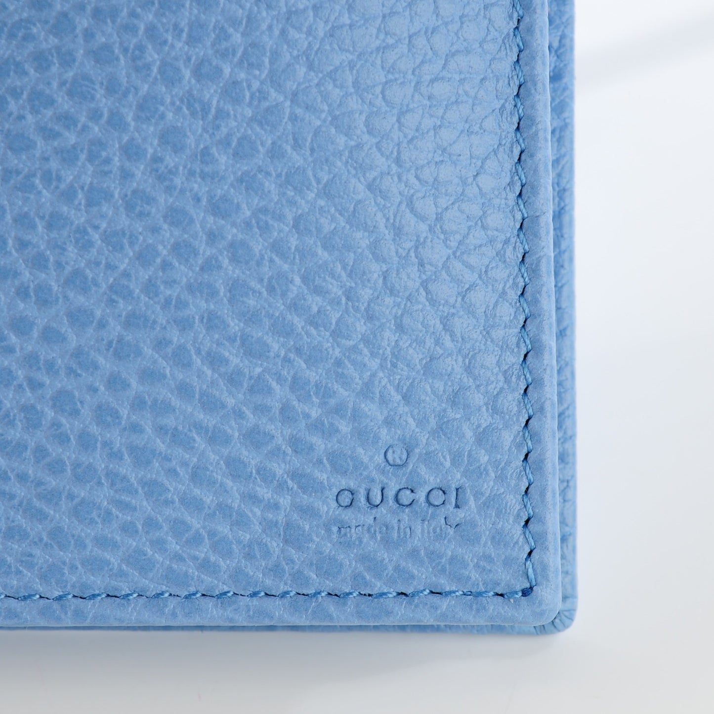 Dollar Calfskin Mini Swing Wallet Bag Mineral Blue