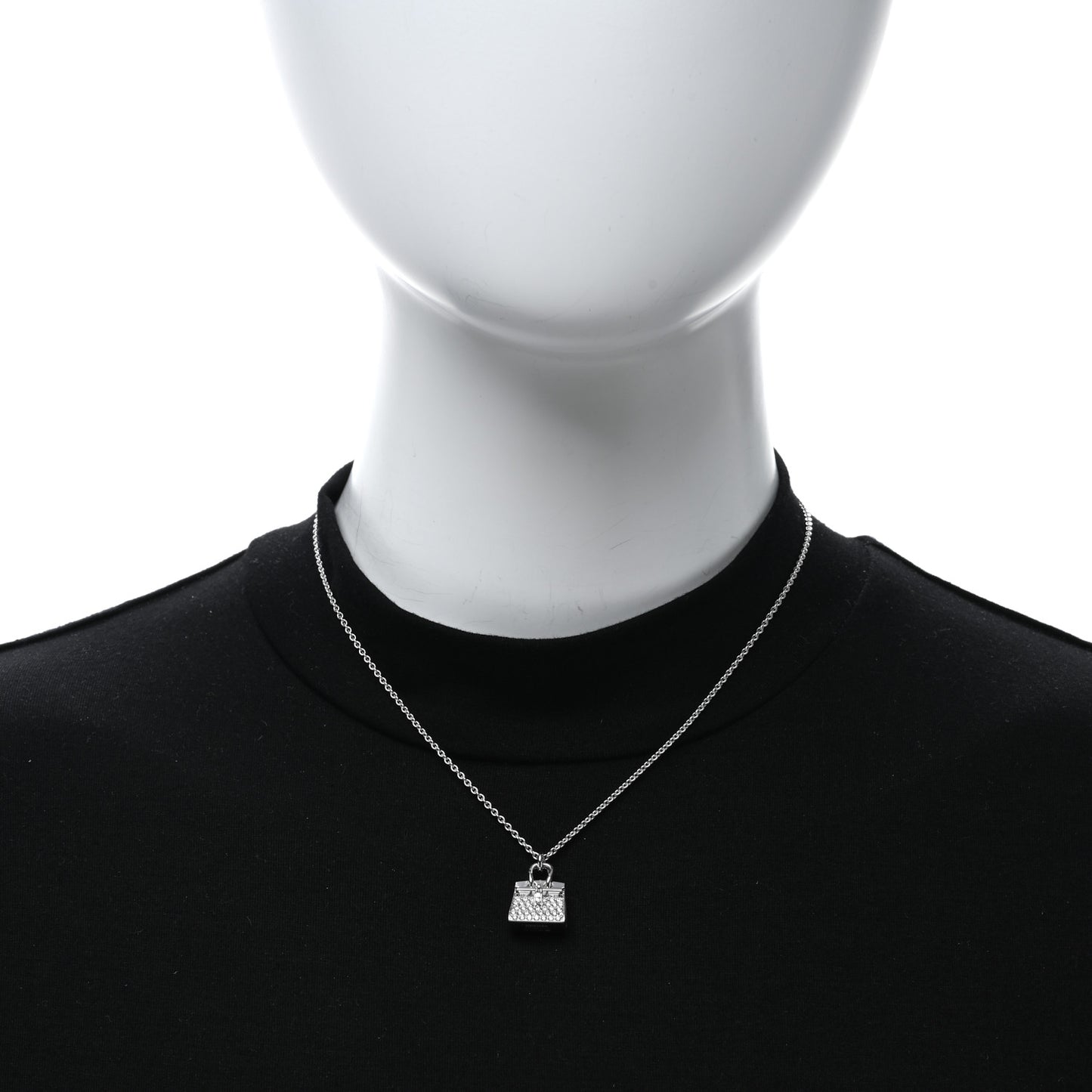 18K White Gold Diamond Birkin Amulette Pendant Necklace