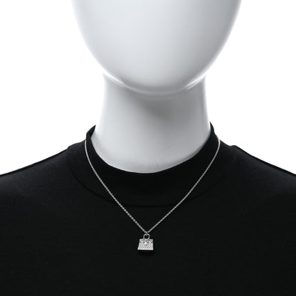 Hermes 18K White Gold Diamond Birkin Amulette Pendant Necklace 3 of 6