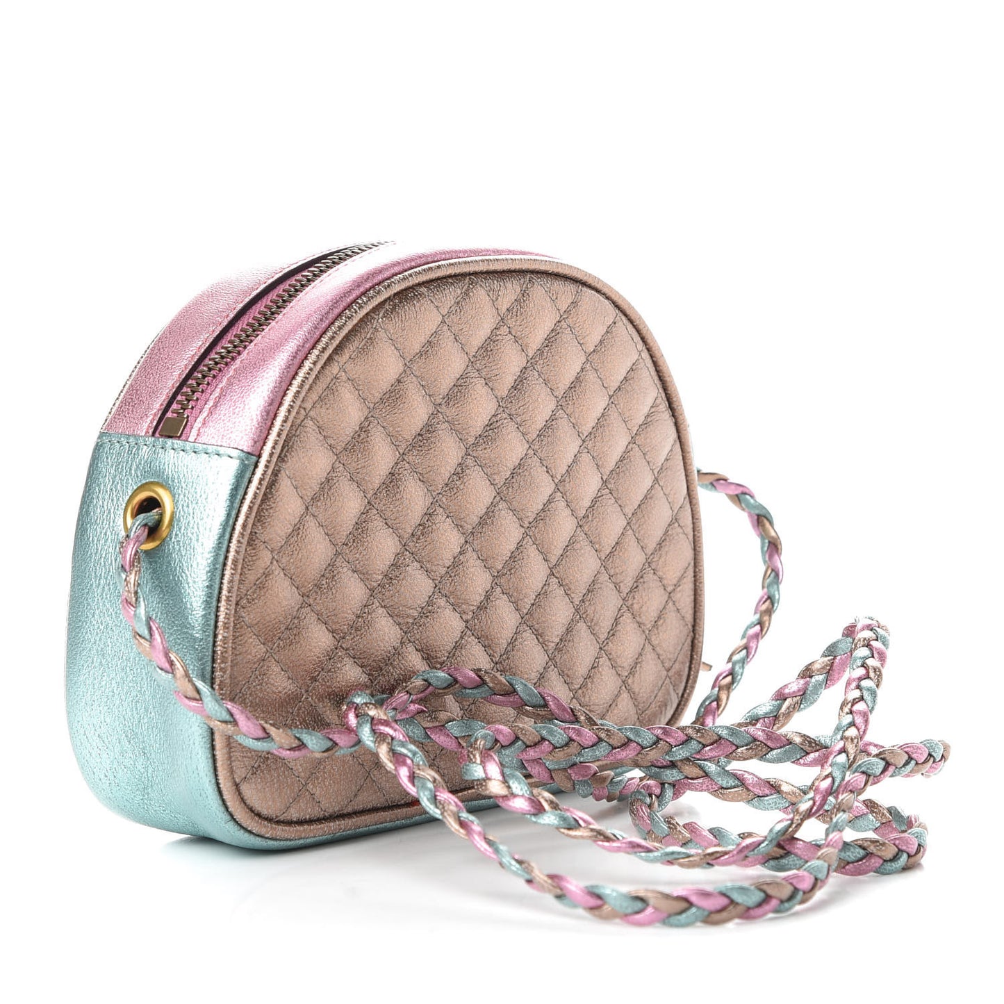 Laminated Nappa Trapuntata Mini Zumi Dome Shoulder Bag Rosa Lago Rame