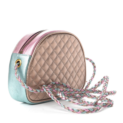 Gucci Laminated Nappa Trapuntata Mini Zumi Dome Shoulder Bag Rosa Lago Rame 3 of 8