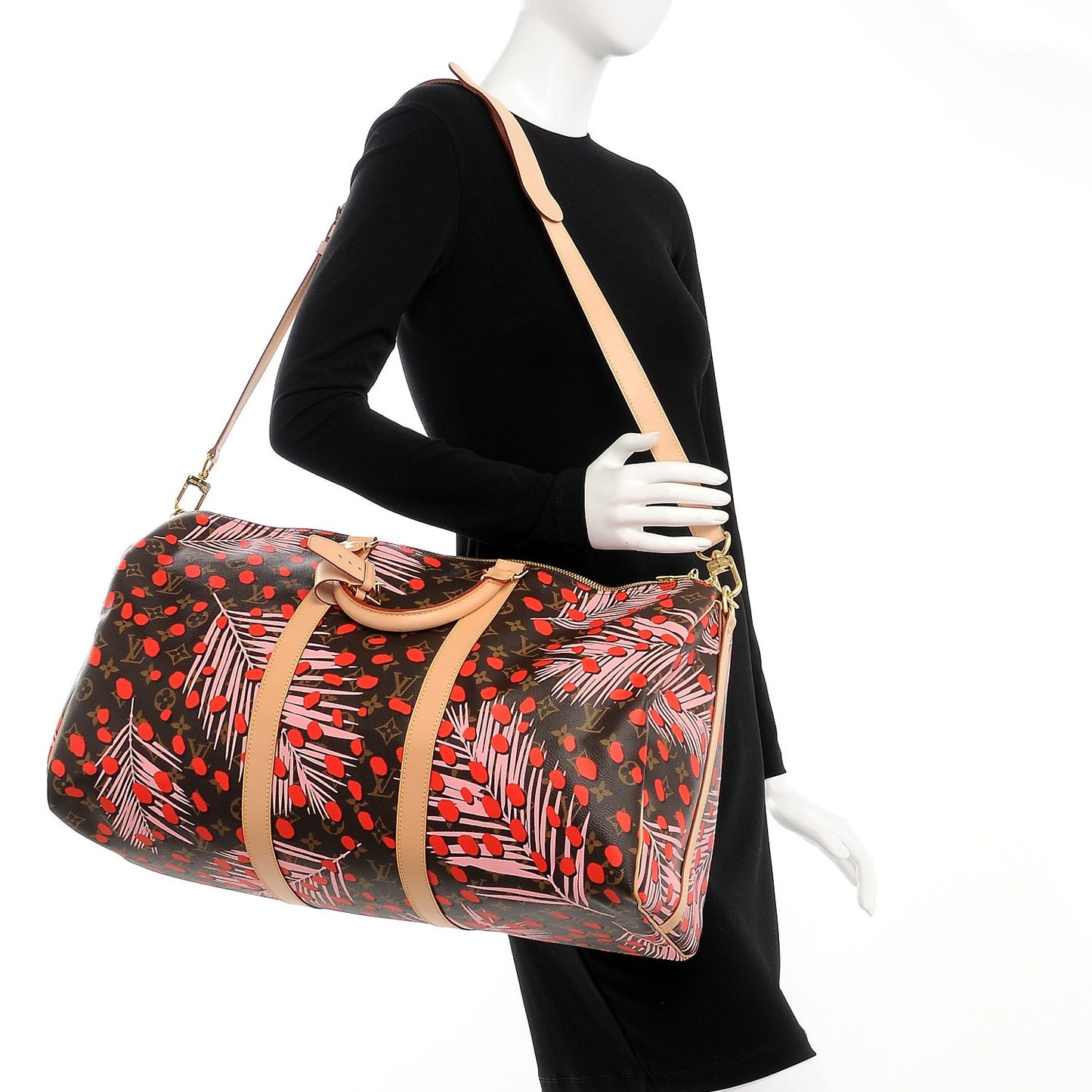 Monogram Jungle Dots Keepall Bandouliere 50 Sugar Pink Poppy