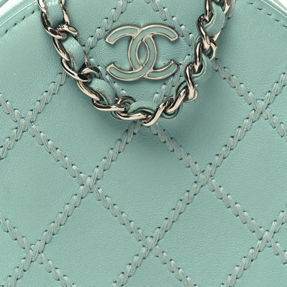 Chanel Lambskin Stitch Round Clutch With Chain Light Blue 8 of 12