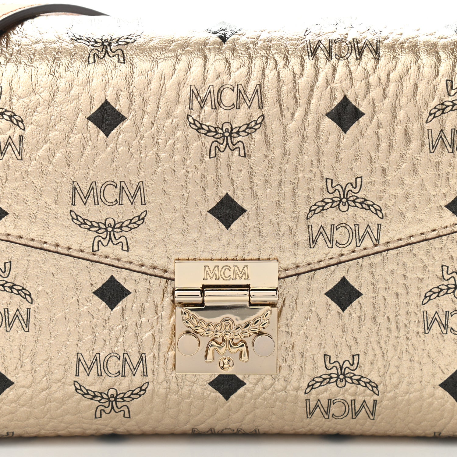 MCM Metallic Visetos Medium Millie Crossbody Bag Berlin Gold 8 of 10