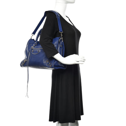 Balenciaga Chevre Gold Metallic Edge Hardware Bleu Roi 2 of 10