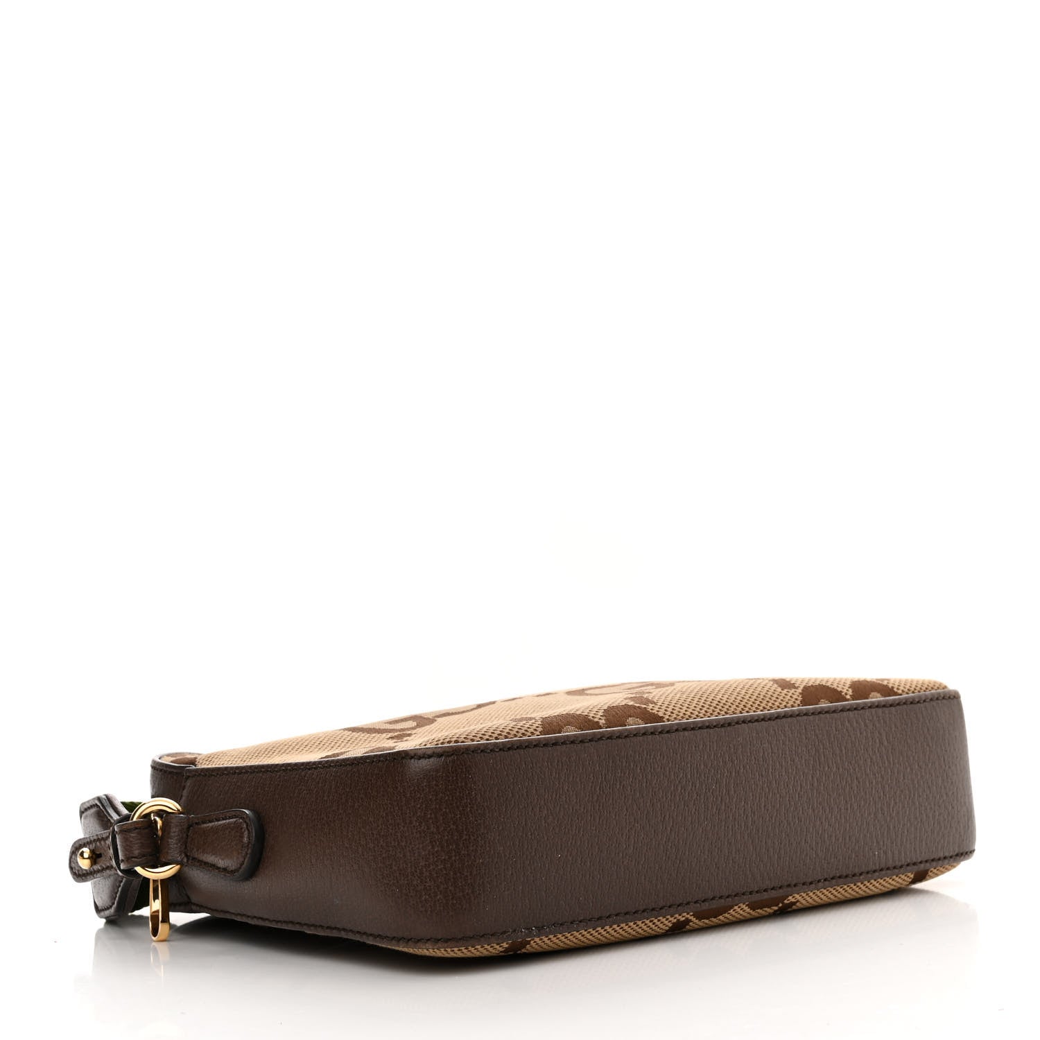 Gucci Monogram Jumbo GG Textured Dollar Calfskin Web Messenger Shoulder Bag Camel Ebony New Acero 4 of 10