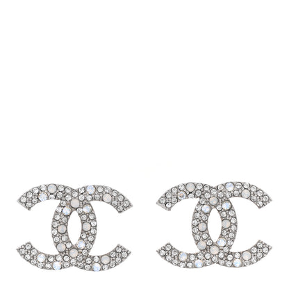 Chanel Crystal Timeless CC Earrings Silver 1 of 4