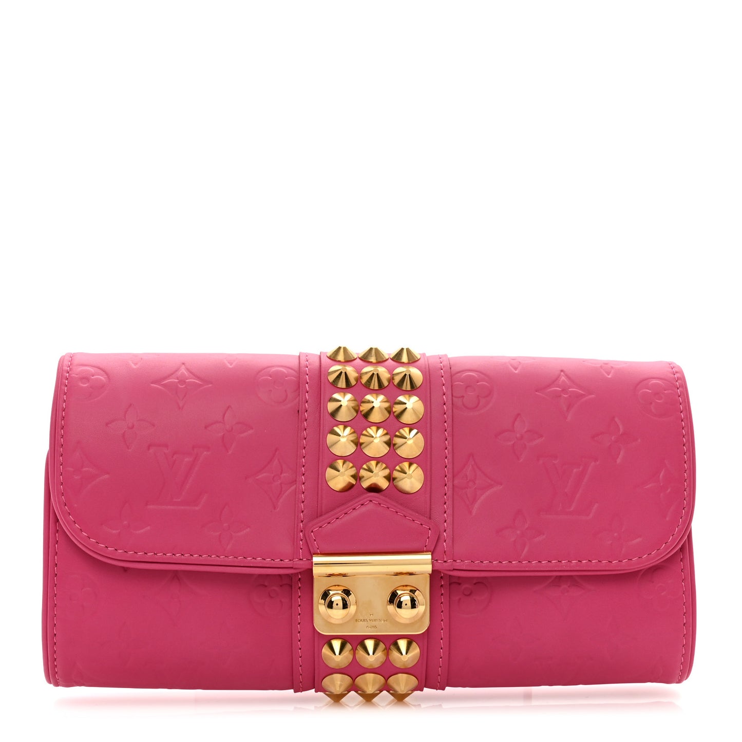 Calfskin Embossed Courtney Pochette Clutch Fuchsia