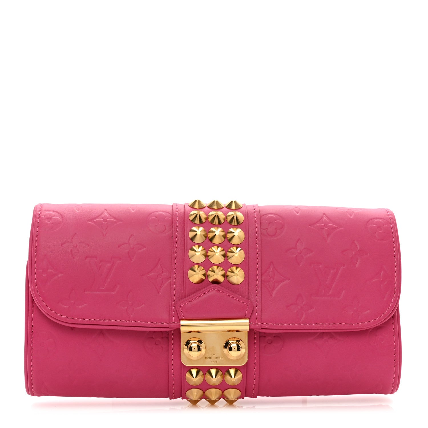 Louis Vuitton Calfskin Embossed Courtney Pochette Clutch Fuchsia 1 of 7